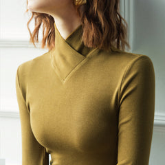 Women's Cross Turtleneck Long Sleeve Slim Bottoming Shirt