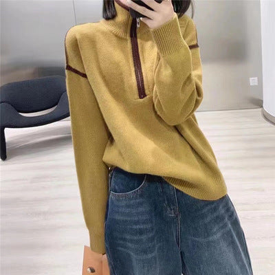 Cozy Stand Collar Thick Sweater for Women