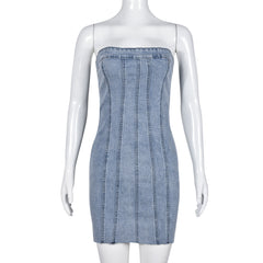 Fashionable Y2K Backless Denim Dress